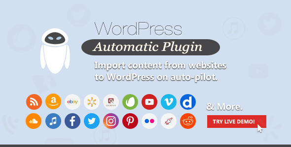 WordPress Automatic Nulled posts from various sources to WordPress automatically. WP Automatic Plugin Nulled can post quality targeted articles, Amazon Products, Clickbank Products, Walmart products, Youtube Videos, Vimeo videos , DailyMotion videos, Feeds posts, eBay auctions …