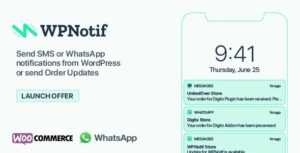 Wpnotif Nulled lets you send notifications using SMS or WhatsApp to your customers from your WordPress site.