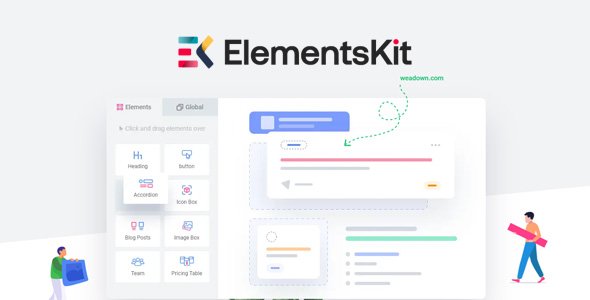 ElementsKit Nulled for elementor page builder with Header builder, footer builder, Megamenu builder, 50 custom addons elementor pack, 20 Home page ready Layout Pack, 500 Section pack.