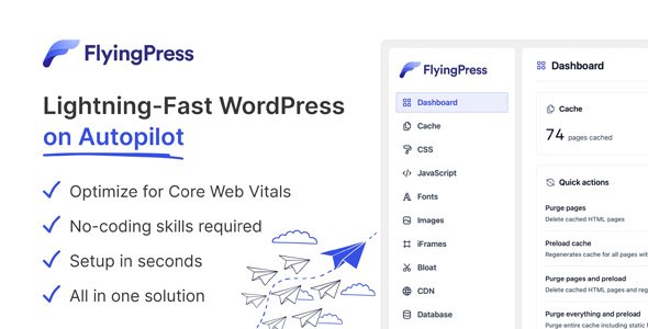 FlyingPress Nulled is a lightweight and easy to use speed optimization plugin for WordPress. Boost your websites’ Core Web Vitals in a few clicks.