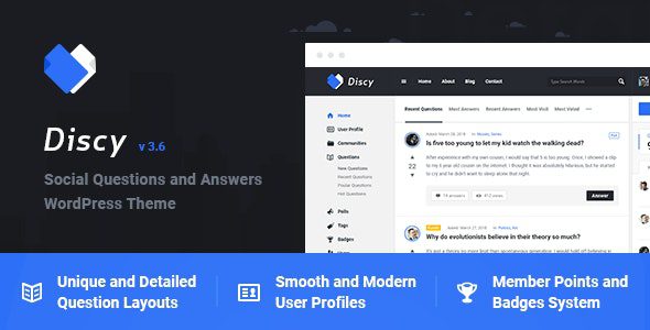 Discy Nulled is a stunning, professional and flexible social questions and answers WordPress theme specially designed for Online Communities, Niche Questions and Answers Websites, Marketing Websites, Developers Websites, or any kind of Social Communities.