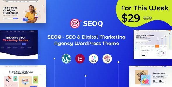 SEOQ – This digital agency wordpress theme has awesome and clean designs dedicated to marketing services like SEO, marketing, website analysis, optimization, link building etc.