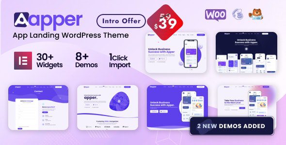 Apper is your go-to WordPress Landing Page theme for all your mobile app, software, saas, and startup needs! This theme is loaded with tons of features, including 27 custom Elementor widgets and hundreds of theme options, allowing you to create a powerful and professional website in no time.