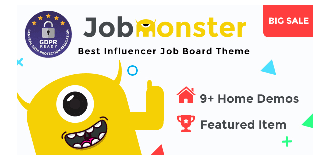 Jobmonster is an advanced Job Board WordPress theme with a modern, clean, intuitive, and fully responsive design, that looks perfect on any size tablet or mobile screen. Jobmonster Free is a result of years of development in Job Portal industry.