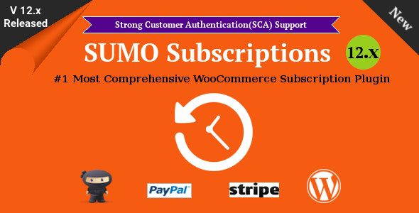 SUMO Subscriptions is a Complete WooCommerce Subscription System for Recurring Payments. SUMO Subscriptions Plugin is the most comprehensive WooCommerce Subscriptions Plugin using which you can Create and Sell Subscriptions Products from your existing WooCommerce Shop.