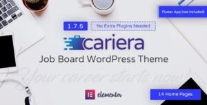 Cariera is a professional oriented WordPress Theme based on WP Job Manager. It is a complete solution for both Employers and Candidates offering different job layouts, advanced stats, premium dashboard for each user role and advanced searching options.