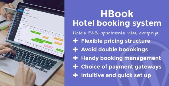 HBook is Hotel booking System will allow you to easily enable online reservation on your WordPress website. It is perfectly suited for anybody owning a business in the hospitality industry: hotel, B&B, holiday apartment, campsite…